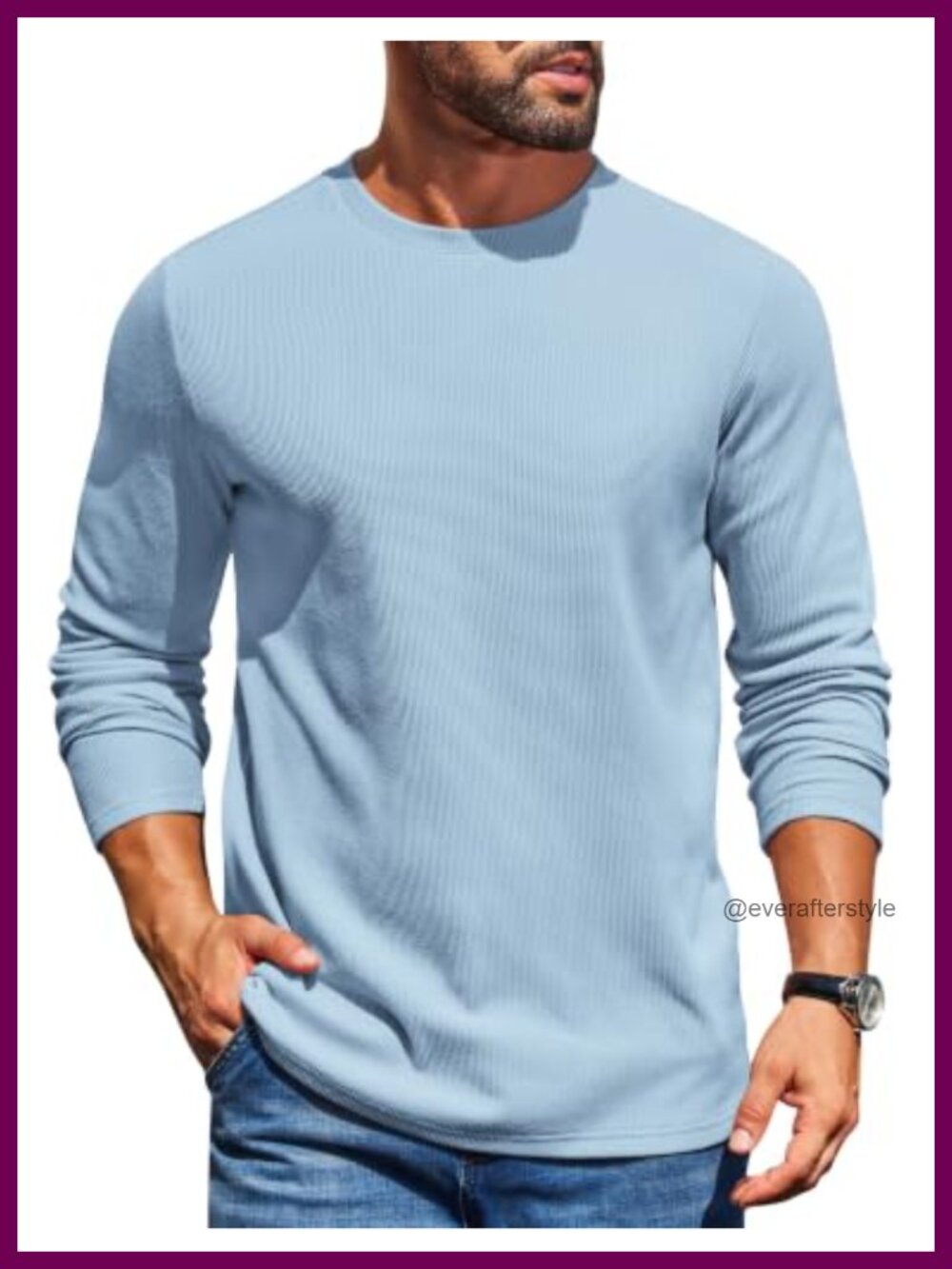 COOFANDY Mens Waffle Long Sleeve T-Shirt Crewneck Pullover Casual Tee